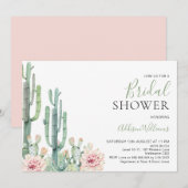Invitation Blush Floral Succulents Cactus Fête des mariées (Devant / Derrière)