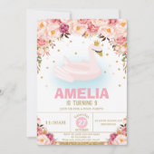 Invitation Blush Floral Swan Princess Pool Anniversaire (Devant)