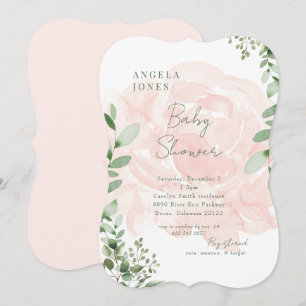 Invitation Blush Floral Sweet Baby Girl Douche II