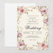 Invitation Blush Floral Vine Romance Mariage (Devant / Derrière)