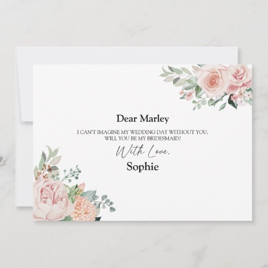 Invitation Blush Floral White Mariage Bridesmaid Proposition (Dos)