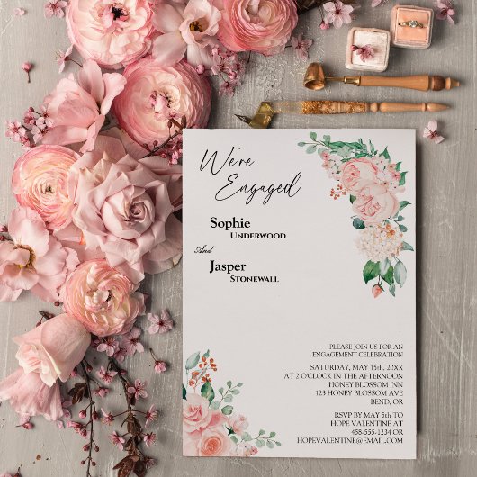 Invitation Blush Floral White Nous sommes engagés