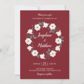 Invitation Blush Floral Wreath Bugundy Mariage (Devant)
