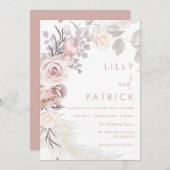 Invitation Blush Floral Wreath Moderne Boho Mariage (Devant / Derrière)