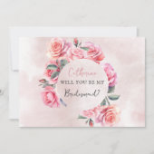 Invitation Blush Floral Wreath Will You Be My Bridesmaid (Devant)