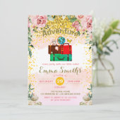 Invitation Blush Florals Adventure commence à Anniversaire Ba (Debout devant)