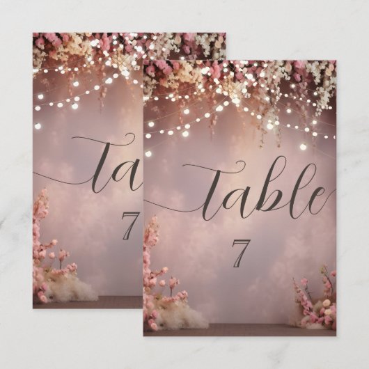 Invitation Blush Flowers String Lights (Devant / Derrière)