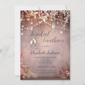 Invitation Blush Flowers String Lights Champagne Wedding (Devant)