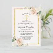 Invitation Blush & Foil Gold Law School Grad Party Photo (Debout devant)