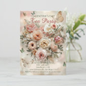 Invitation Blush Garden Roses Galentine Tea Party Florals (Debout devant)