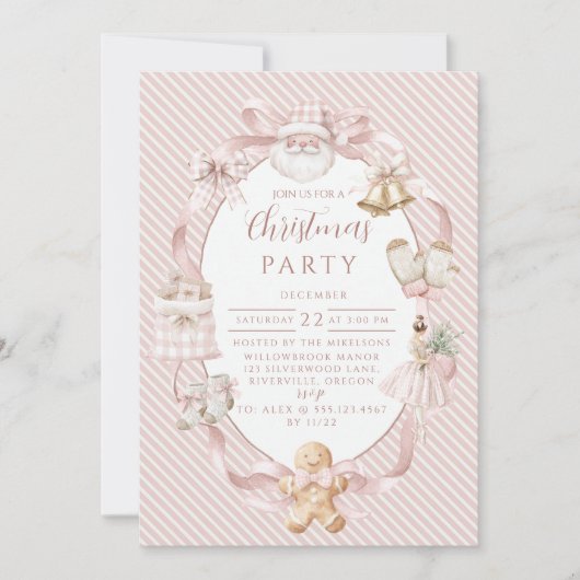 Invitation Blush Gingham Christmas (Devant)