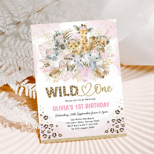 Invitation Blush Gold Bohème Safari Wild One 1er Anniversaire