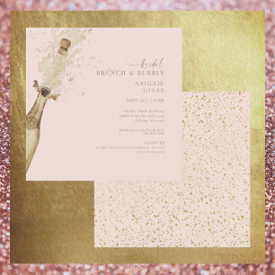 Invitation Blush & Gold Bridal Brunch & Bubbly Champagne