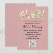 Invitation Blush Gold Confetti Pieds bébé fille QR CODE (Devant / Derrière)