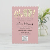 Invitation Blush Gold Confetti Pieds bébé fille QR CODE (Debout devant)