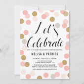 Invitation Blush & Gold Confetti Pois (Devant)