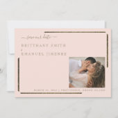 Invitation Blush & Gold Dazzling Mariage Enregistrer notre da (Devant)