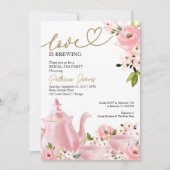Invitation Blush Gold Floral Love est brassant Fête des marié (Devant)