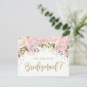 Invitation Blush Gold Floral Seras-Tu Ma Porte-Parole (Debout devant)