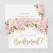 Invitation Blush Gold Floral Seras-Tu Ma Porte-Parole (Devant / Derrière)