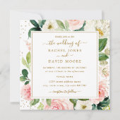 Invitation Blush Gold Floral Watercolor Mariage (Devant)