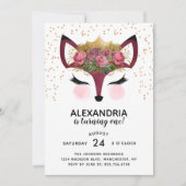 Invitation Blush & Gold Fox Princess Anniversaire (Devant)
