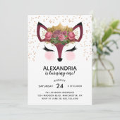 Invitation Blush & Gold Fox Princess Anniversaire (Debout devant)