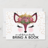 Invitation Blush & Gold Fox Princess Apportez Un Livre (Devant)