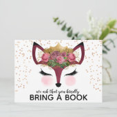Invitation Blush & Gold Fox Princess Apportez Un Livre (Debout devant)