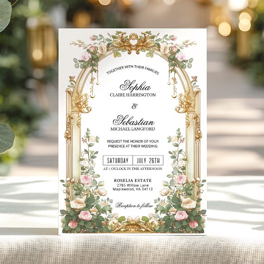 Invitation Blush Gold Garden Estate Ceremony