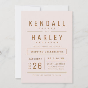Invitation Blush Gold Modern Typographie simple Mariage photo