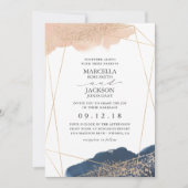 Invitation Blush, Gold & Navy Mariage (Devant)