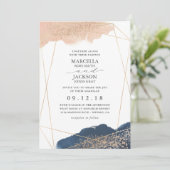 Invitation Blush, Gold & Navy Mariage (Debout devant)