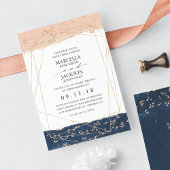 Invitation Blush, Gold & Navy Mariage