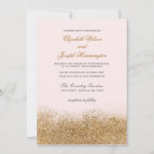 Invitation Blush Gold Parties scintillant Sparkle Mariage élé (Devant)