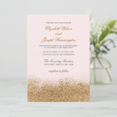 Invitation Blush Gold Parties scintillant Sparkle Mariage élé (Debout devant)