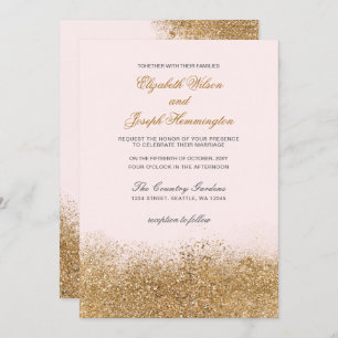 Invitation Blush Gold Parties scintillant Sparkle Mariage élé