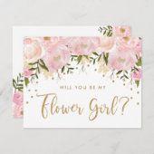 Invitation Blush Gold Pastel Fleur Fille Fleur (Devant / Derrière)