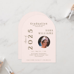 Invitation Blush & Gold Photo Grad Party à la Maison