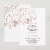 Invitation ~ Blush Gold Rose Floral Élégant mariage (Devant / Derrière)
