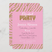 Invitation Blush Gold Zebra Imprimer Faux Parties scintillant (Devant / Derrière)