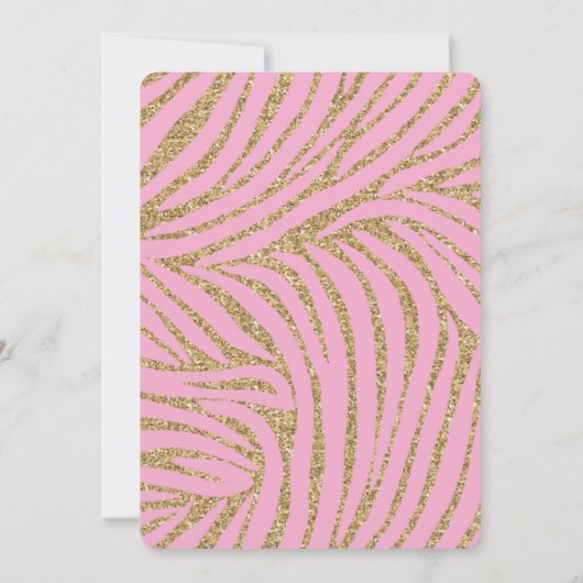 Invitation Blush Gold Zebra Imprimer Faux Parties scintillant (Dos)
