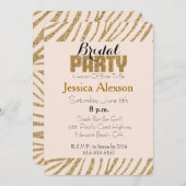 Invitation Blush Gold Zebra Imprimer Faux Parties scintillant (Devant / Derrière)