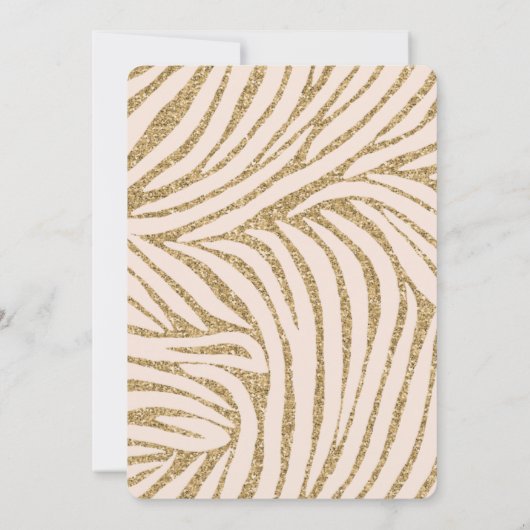 Invitation Blush Gold Zebra Imprimer Faux Parties scintillant (Dos)