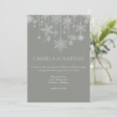 Invitation Blush gray silver snowflake wonderland Wedding (Debout devant)