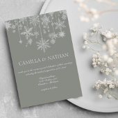 Invitation Blush gray silver snowflake wonderland Wedding