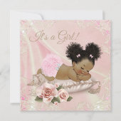 Invitation Blush ivoire Baby shower africain-américain (Devant)