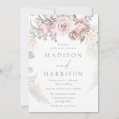 Invitation Blush & Ivory Dusty Rose Floral Wreath Mariage (Devant)