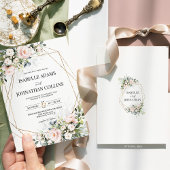 Invitation Blush Ivory Floral Gold Geometric Wedding 