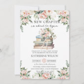 Invitation Blush Ivory Floral Livres Nouveau Chapitre Baby sh (Devant)